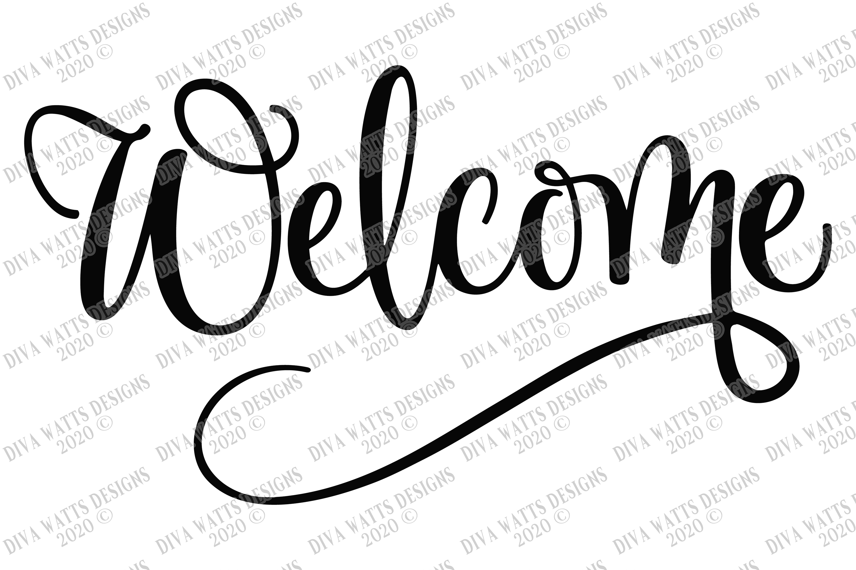 Welcome - Bouncy Farmhouse Script - SVG DXF EPS Cutting File