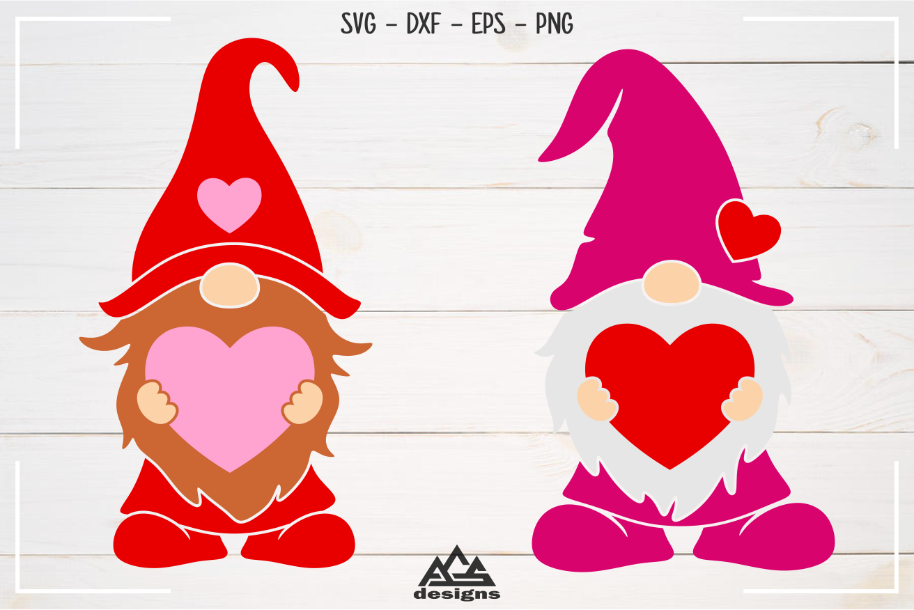 Download Free SVG Cut File - 3 Valentine Gnomes Cute Elves Hearts Love Nord...