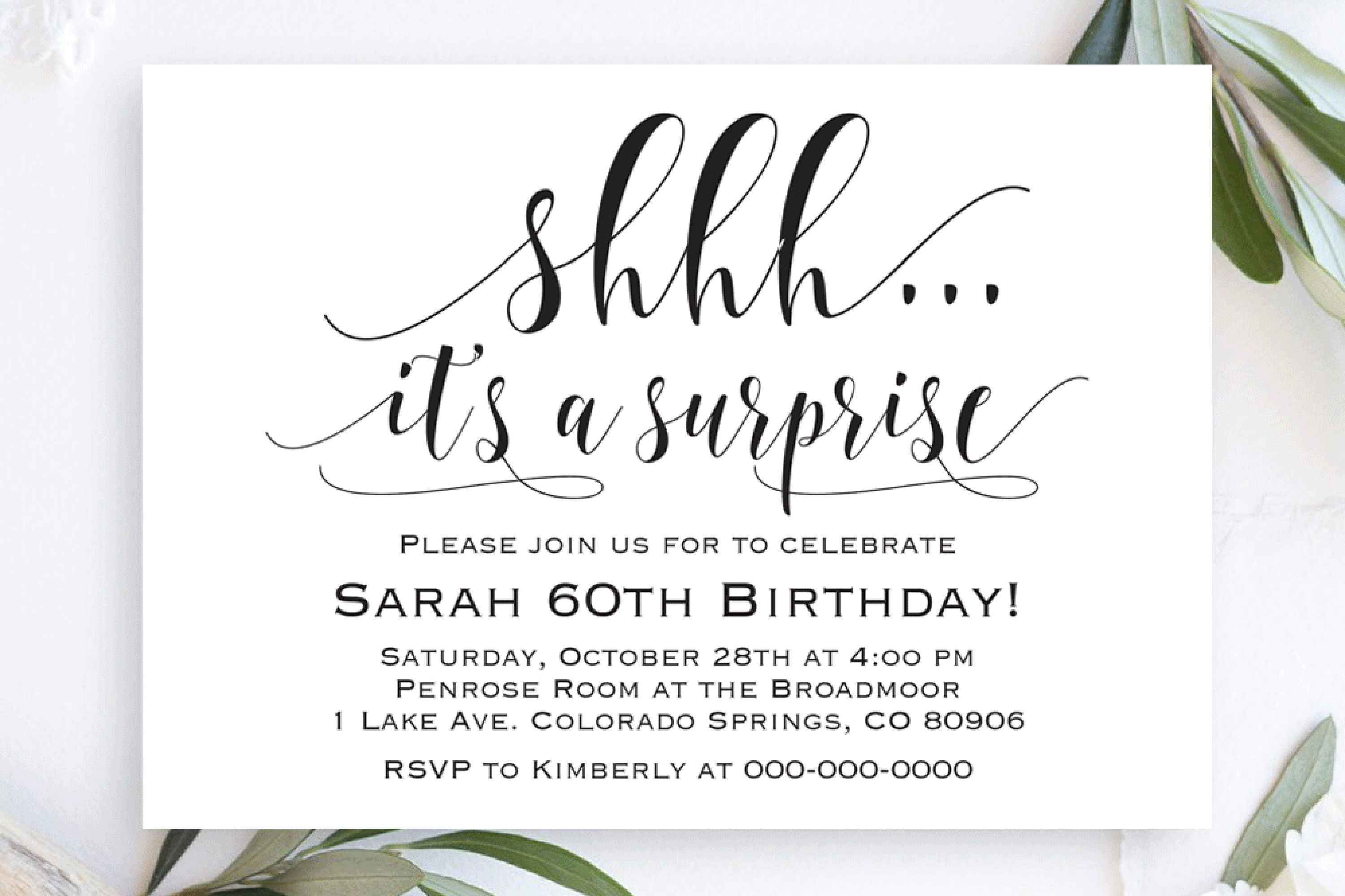 surprise party invitations Chalkboard gold glitter surprise party