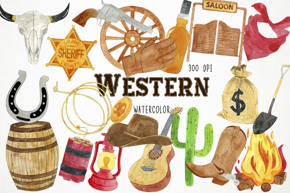 Watercolor Western Clipart Western Clip Art Cowboy Clipart 259945   Da5974cf8172711a3367cc9633f4326a Resize 