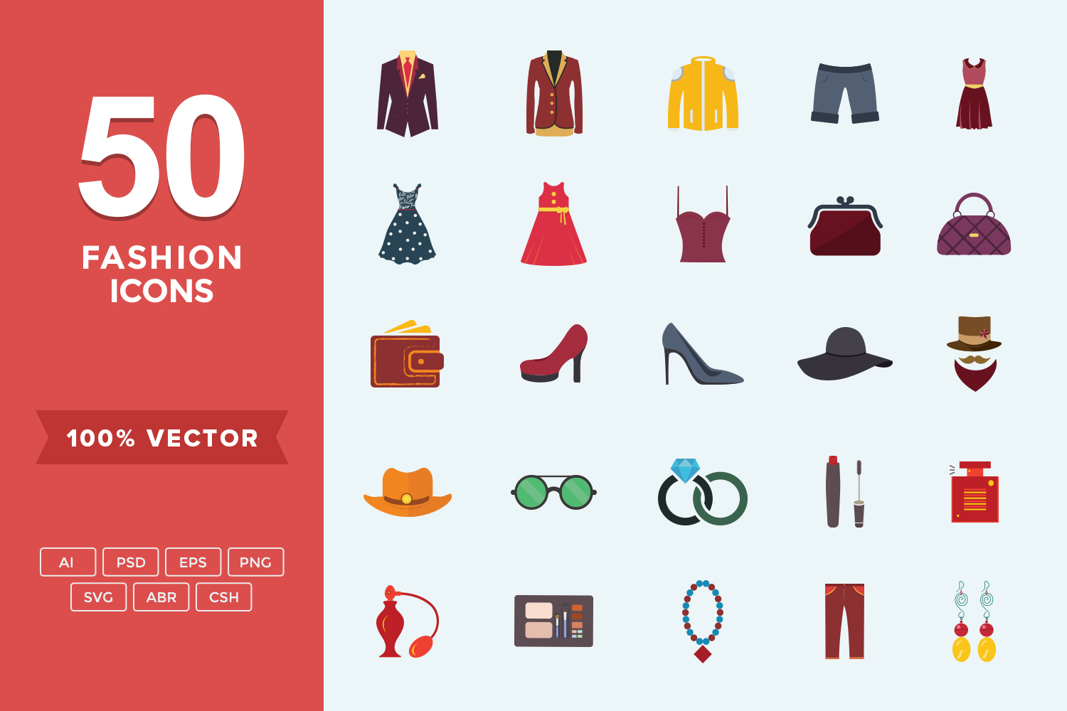 Fashion & Apparel Colorful Flat Icons