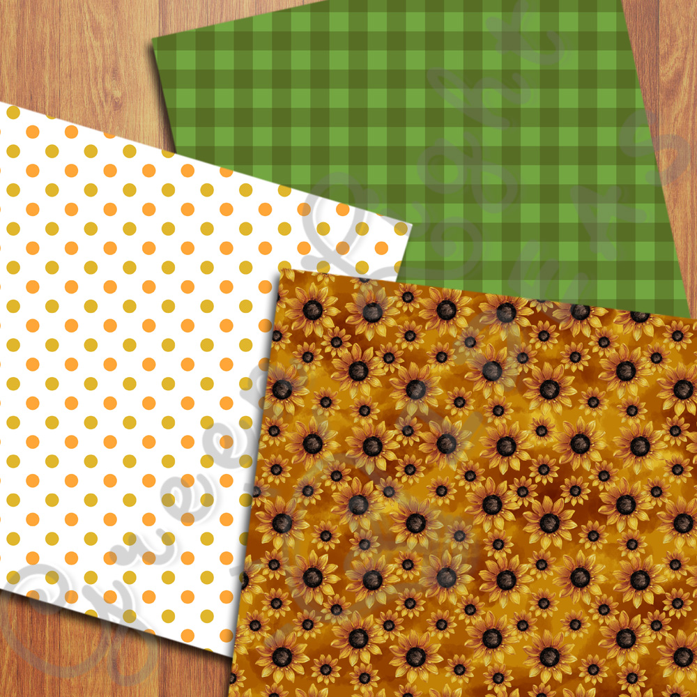 Sunflower Digital Papers, Vintage Sunflowers Scrapbook Papers