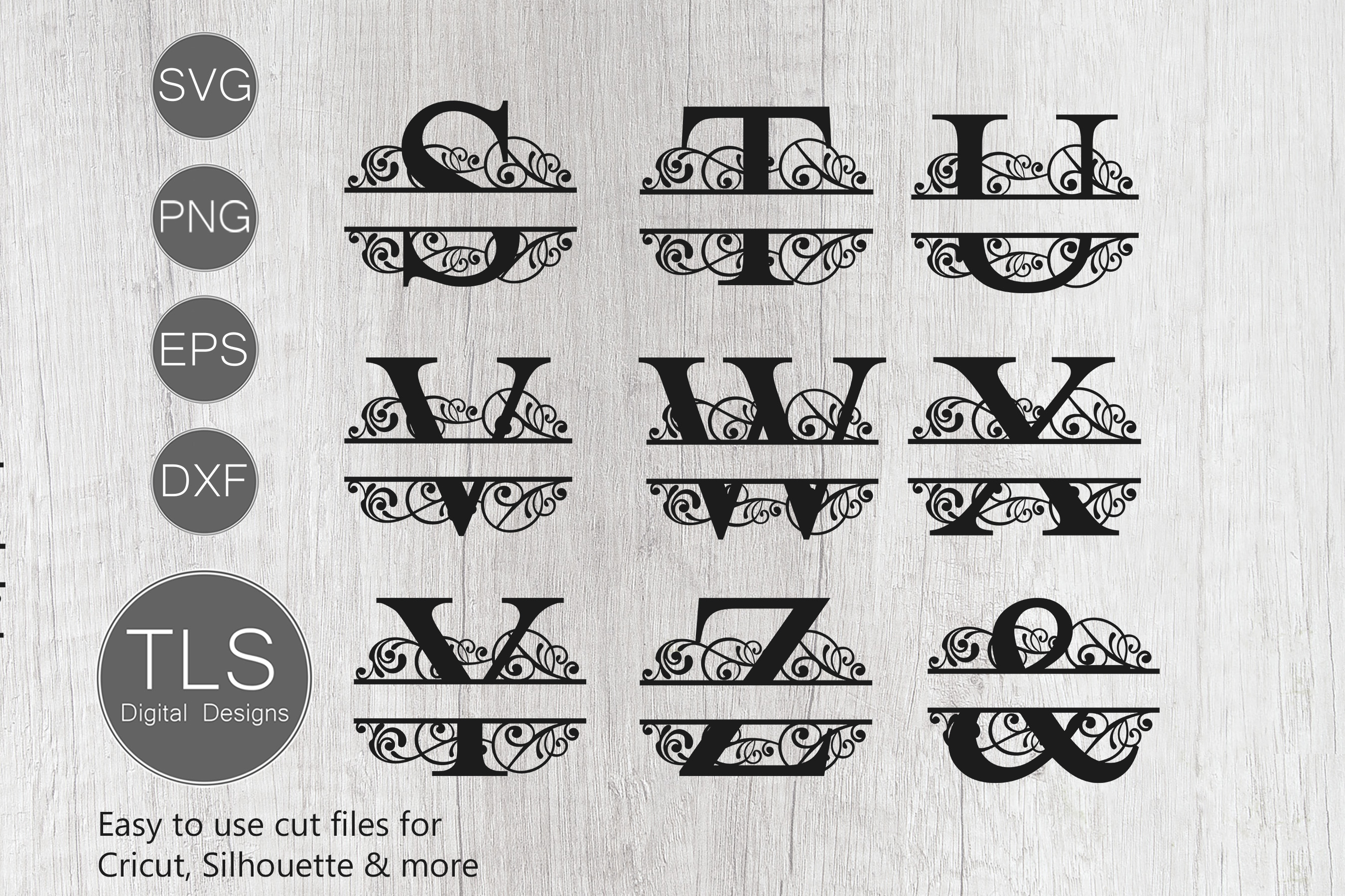 Download Split Monogram Letters A - Z SVG, Letters A - Z Monogram SVG