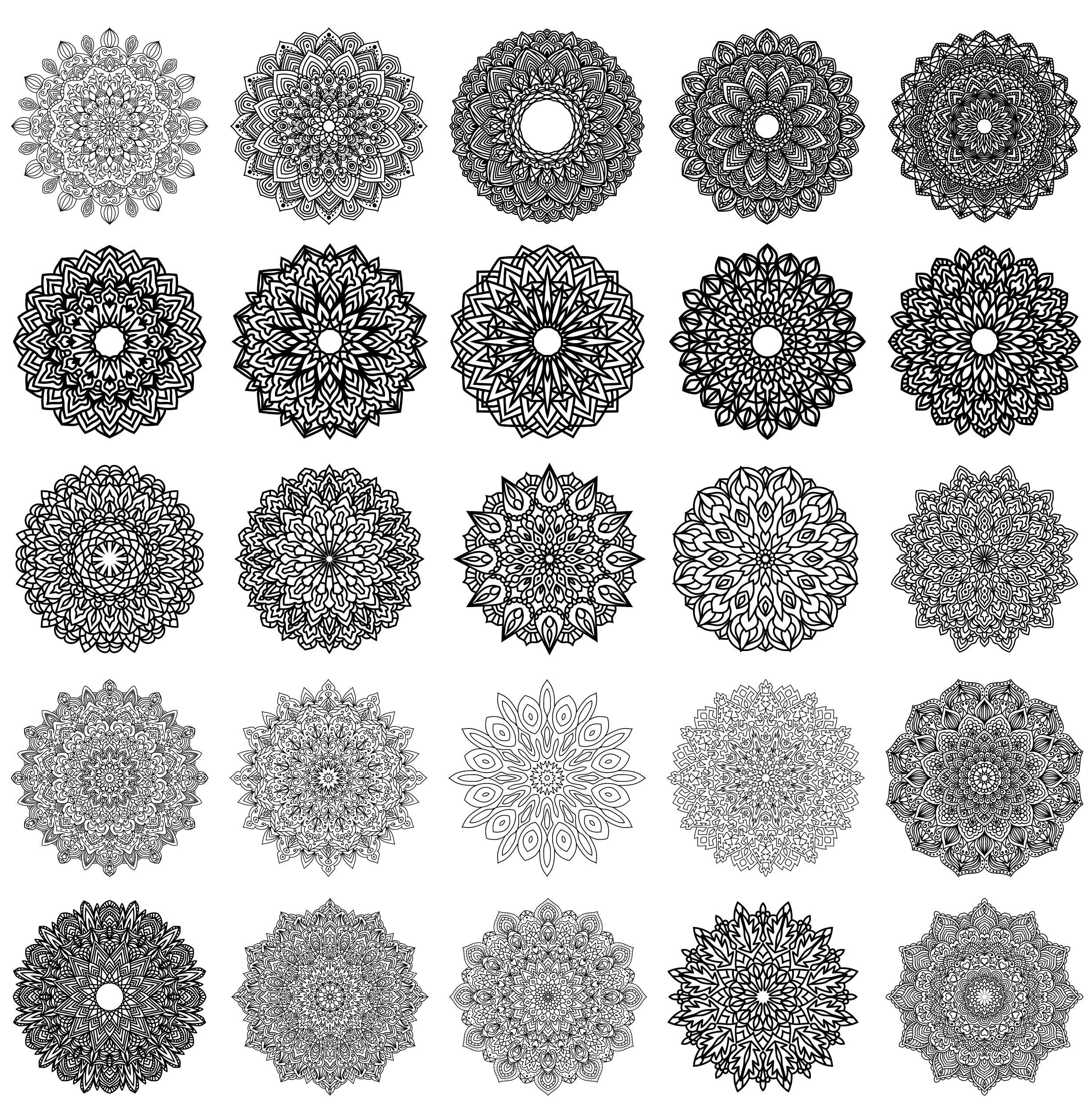 Download 50 mandalas bundle SVG, JPG, DXF, EPS, PNG cut files