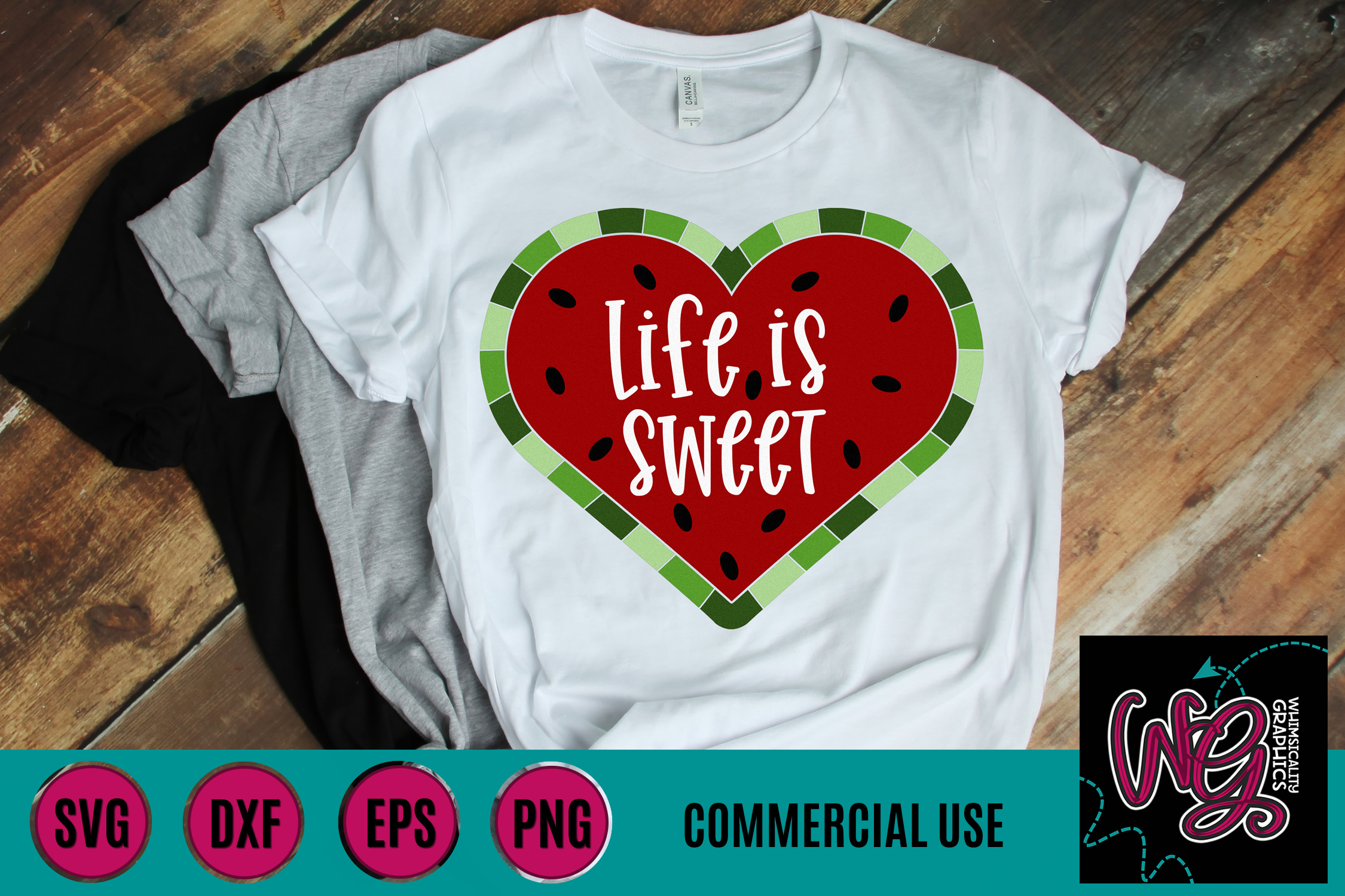 Download Life is Sweet Watermelon Heart SVG, DXF, PNG, EPS
