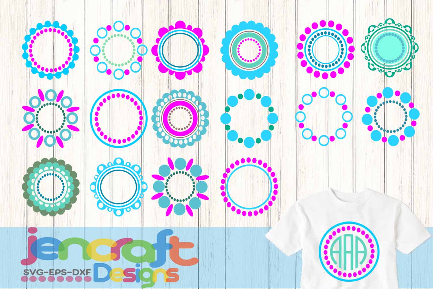 Monogram SVG Frames - Round Dot SVG designs