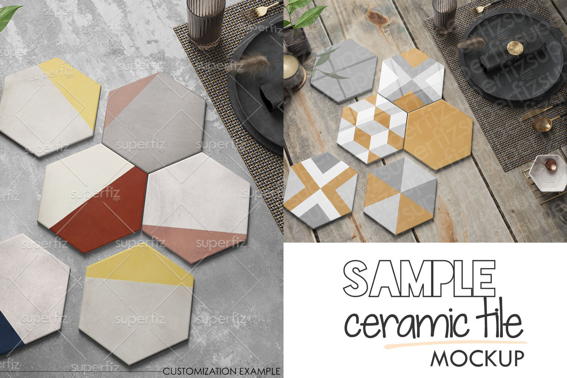 Download Sample Hexagonal Ceramic Tile Mockup PSD SM92H (306392 ...