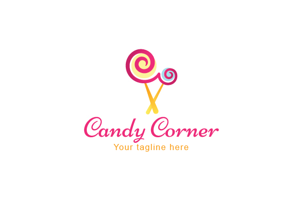 Candy Corner - Creative Swirl Shape Lollipop Candies Stock Logo Template