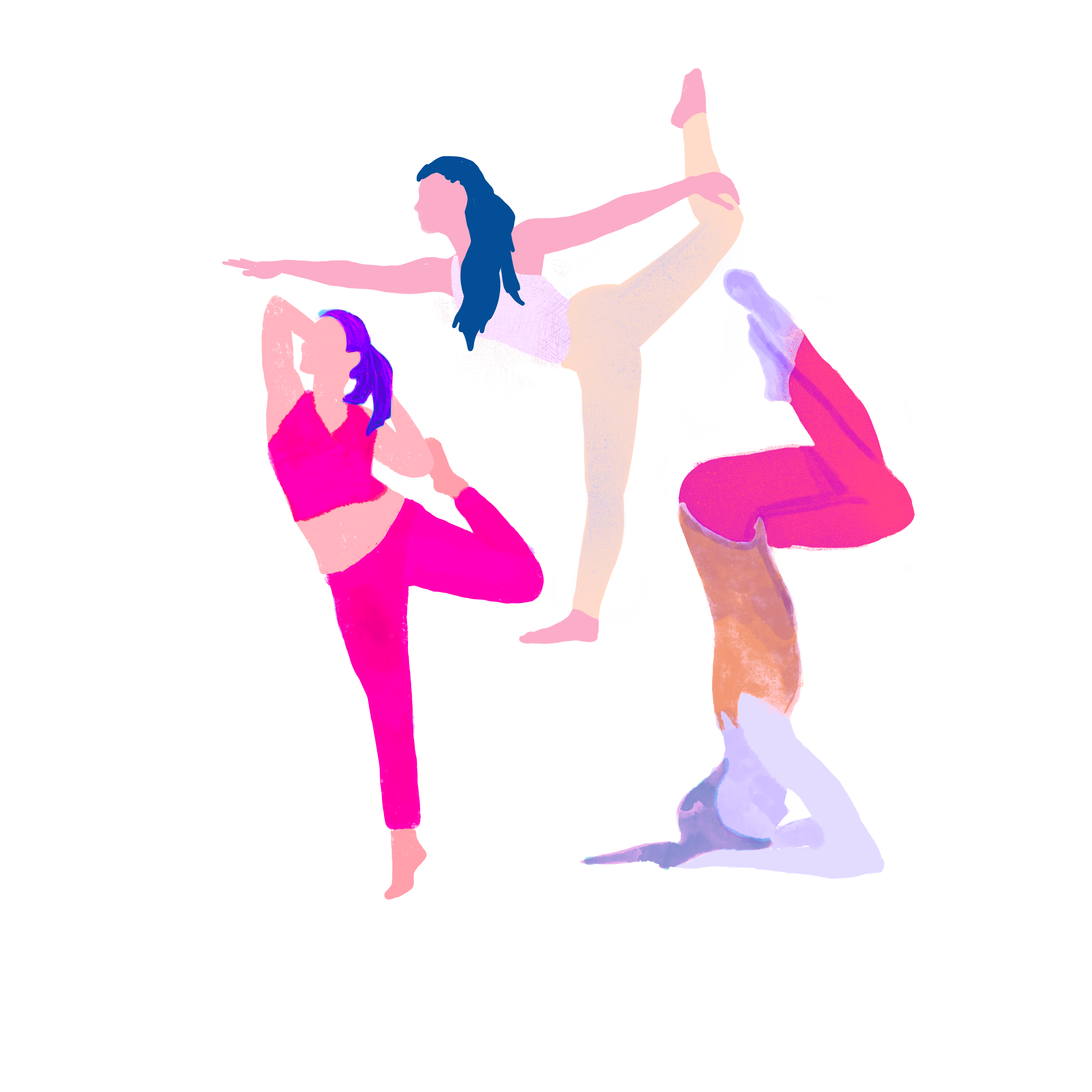 Yoga Poses Clip Art Textured Neon Hand Painted Look