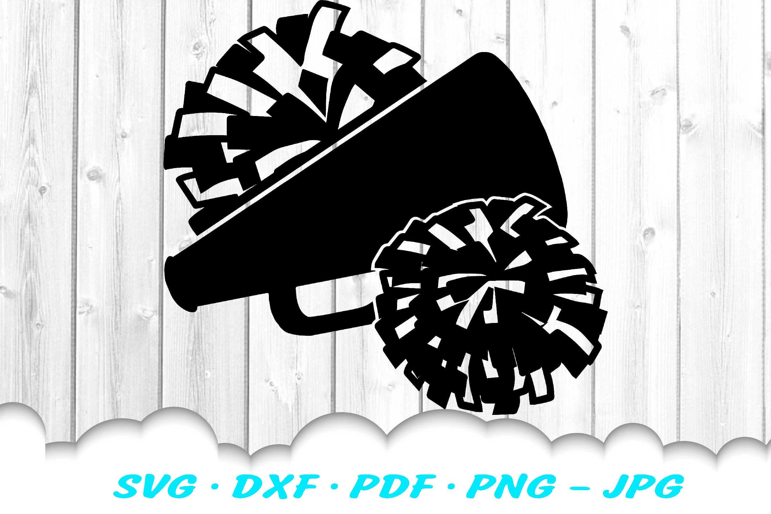 Cheerleader Cheer Megaphone Poms SVG DXF Cut Files Bundle (407708