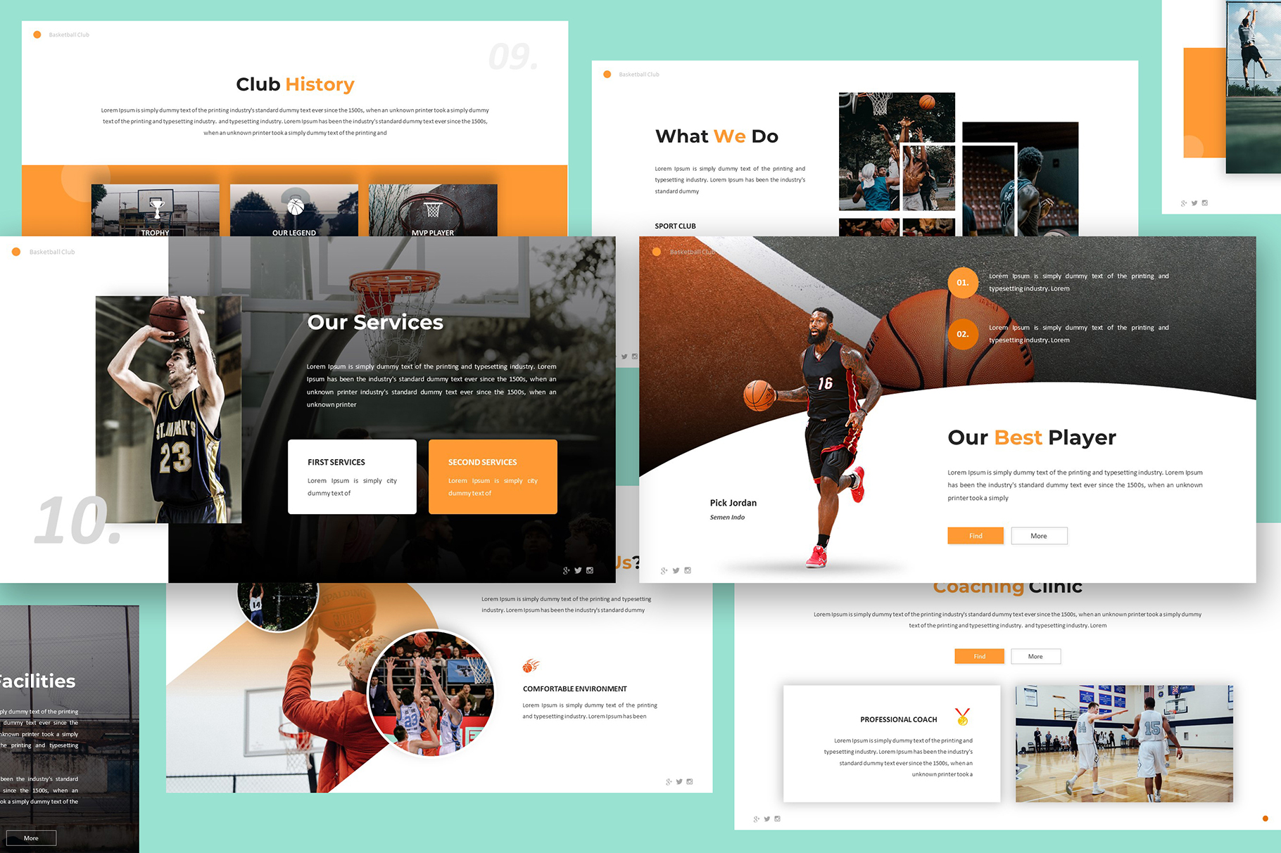 Basketball Club Google Slides Template (305278) | Presentation ...