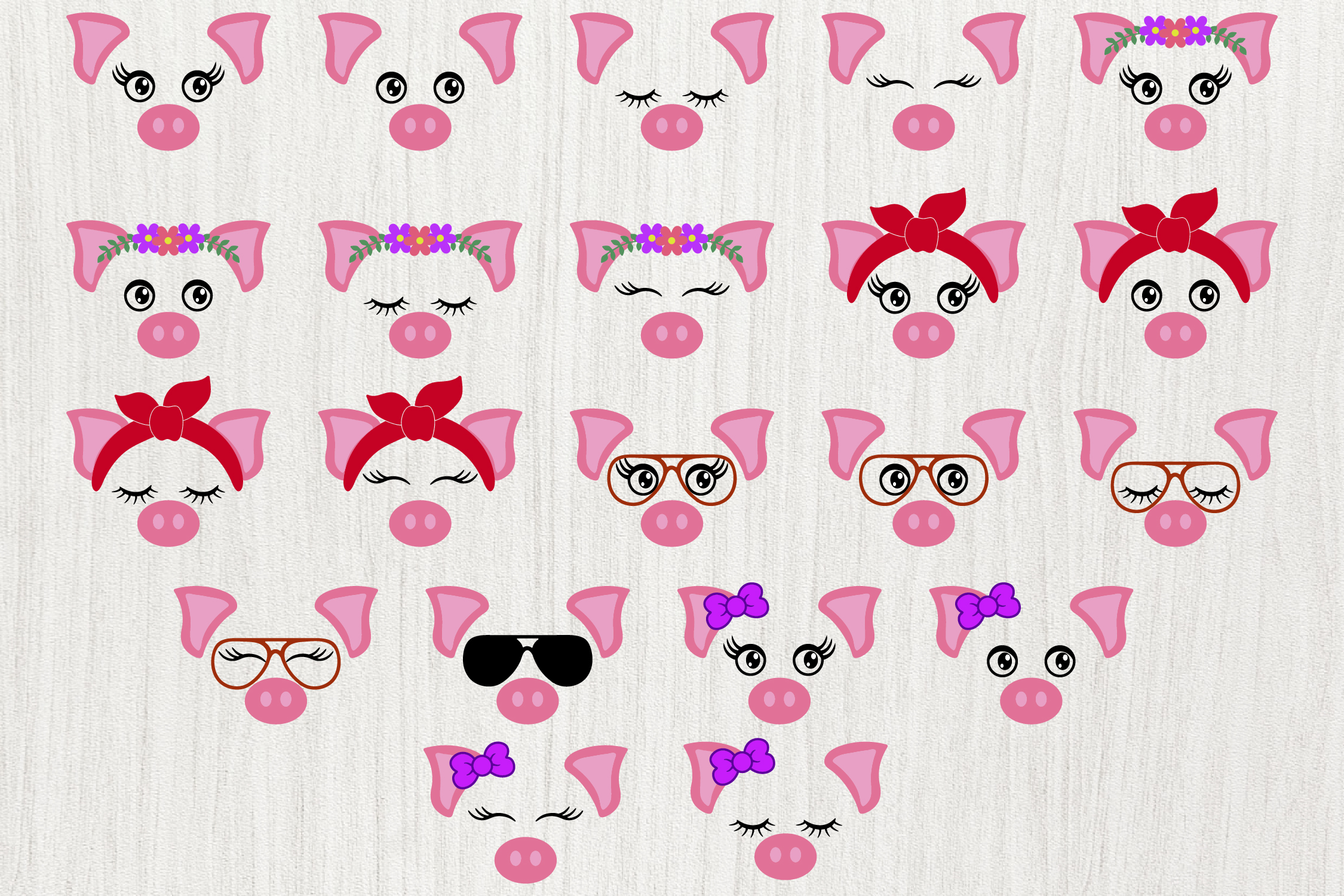 Download Pig SVG, Pig Face SVG, Pig Clip Art, Pig Bandana Design (239689) | SVGs | Design Bundles