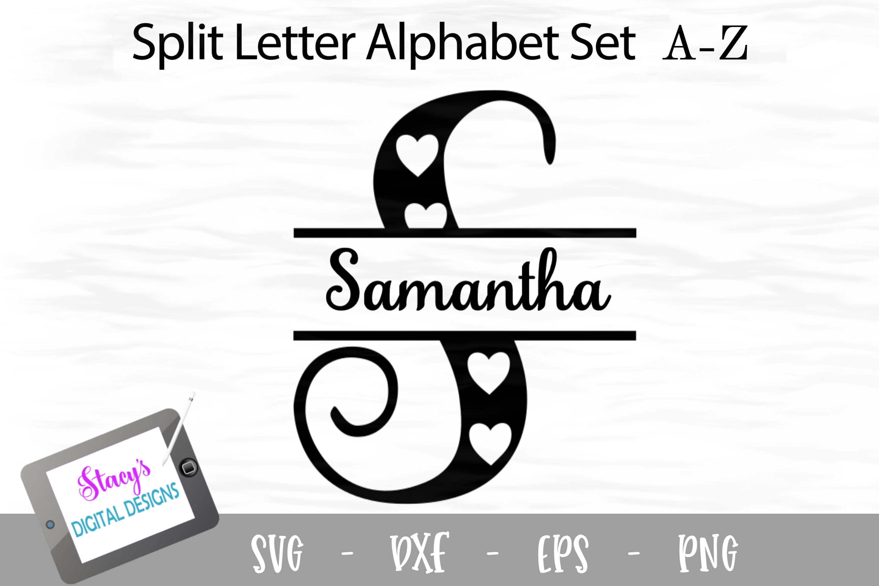 Download Heart Pattern Split Monogram SVG - Split Letters A-Z