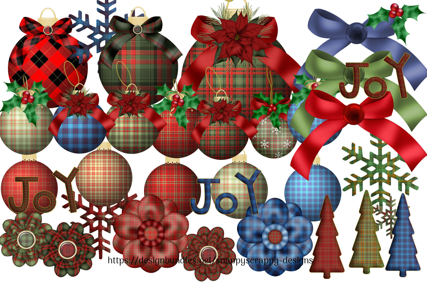 Tartan Christmas Decorations (148461)  Decorations  Design Bundles