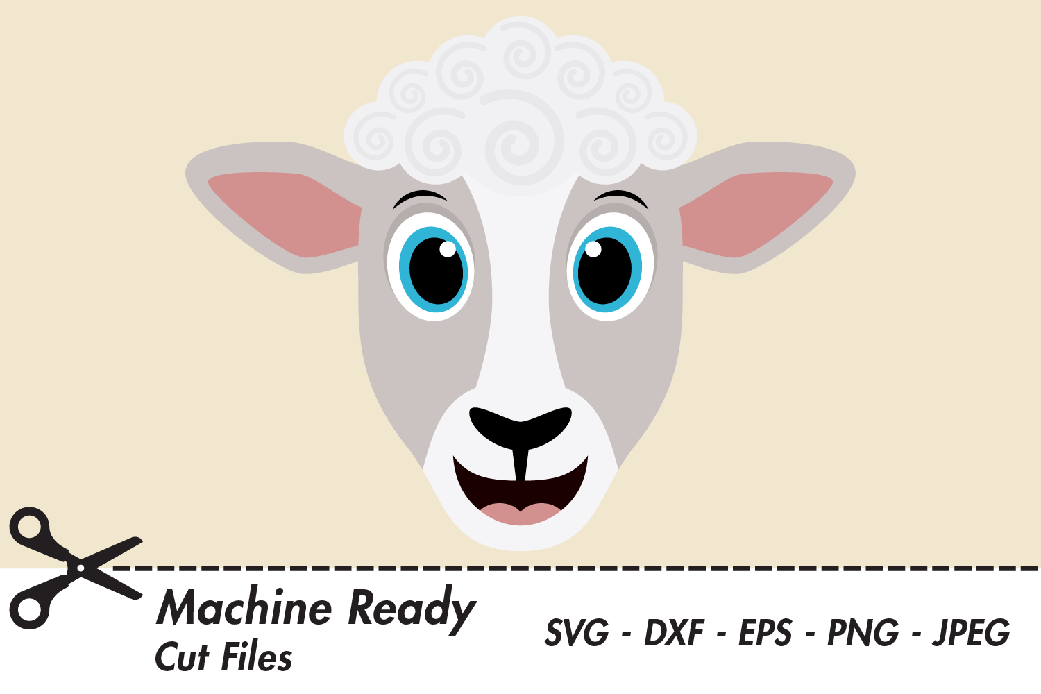 Download Cute Sheep SVG Cut Files, Happy Farm Animal Face