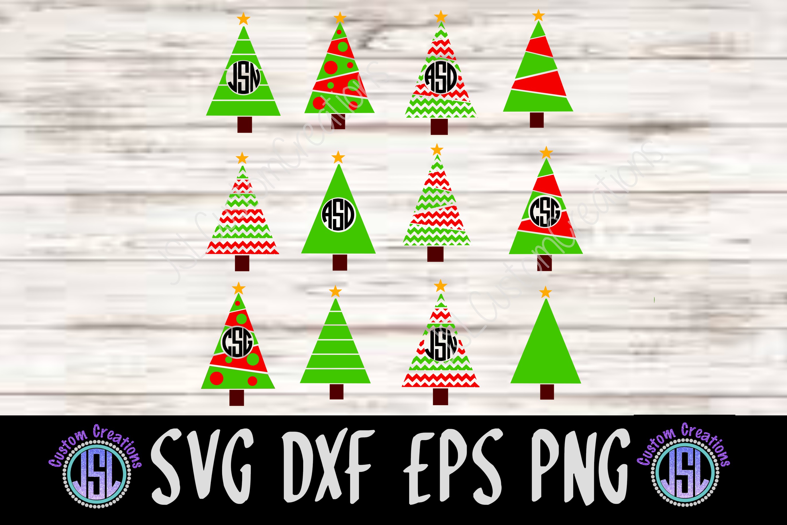 Download Christmas Tree Monogram Frames |12| Bundle SVG DXF EPS PNG