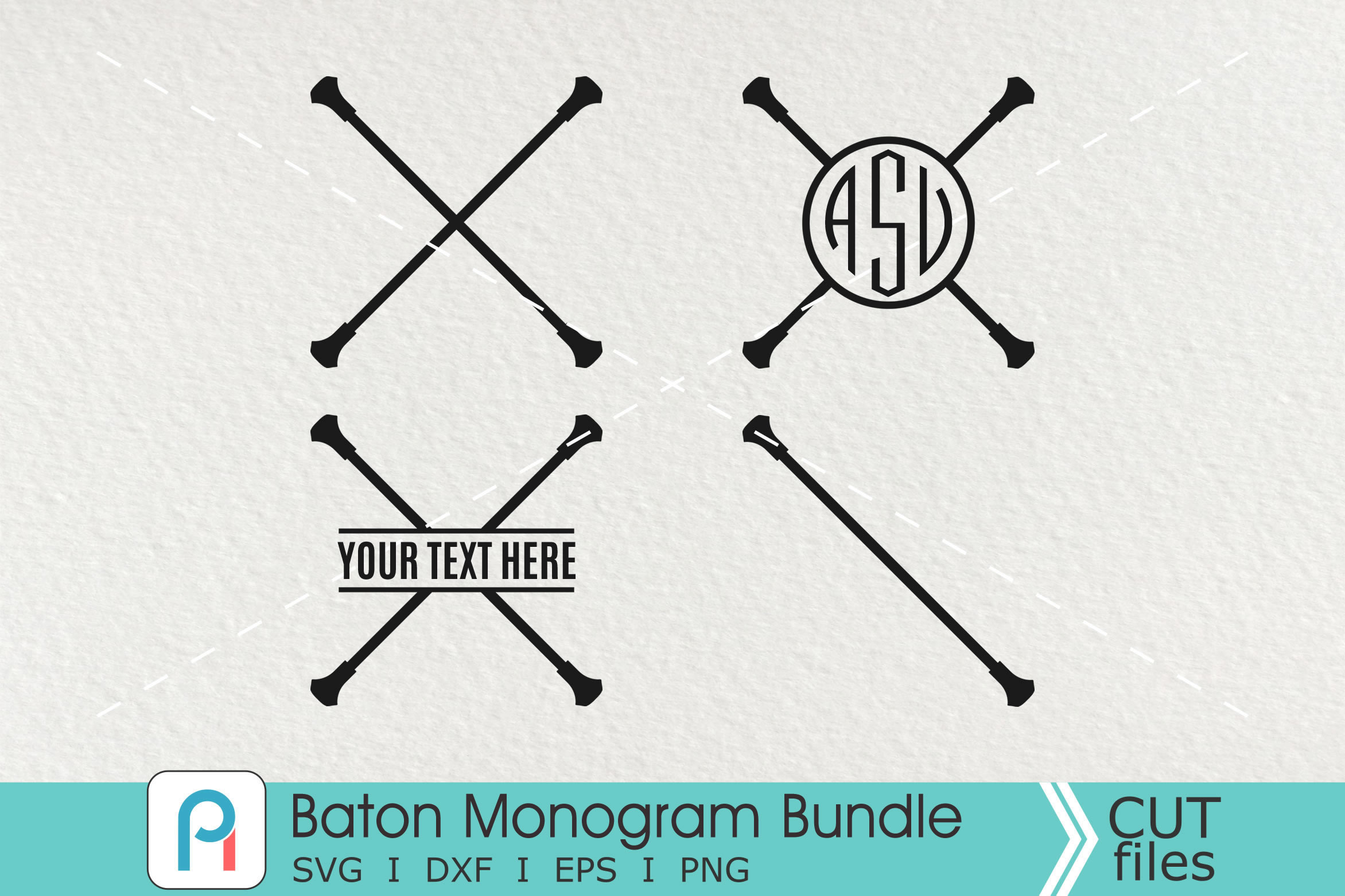 Baton Monogram Svg, Baton Svg, Baton Clip Art, Baton Vector (287930