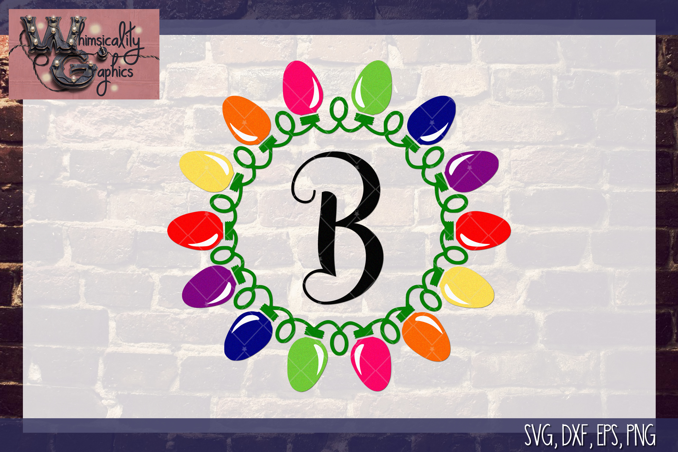 Download Christmas Lights Monogram SVG, DXF, PNG, EPS Commercial