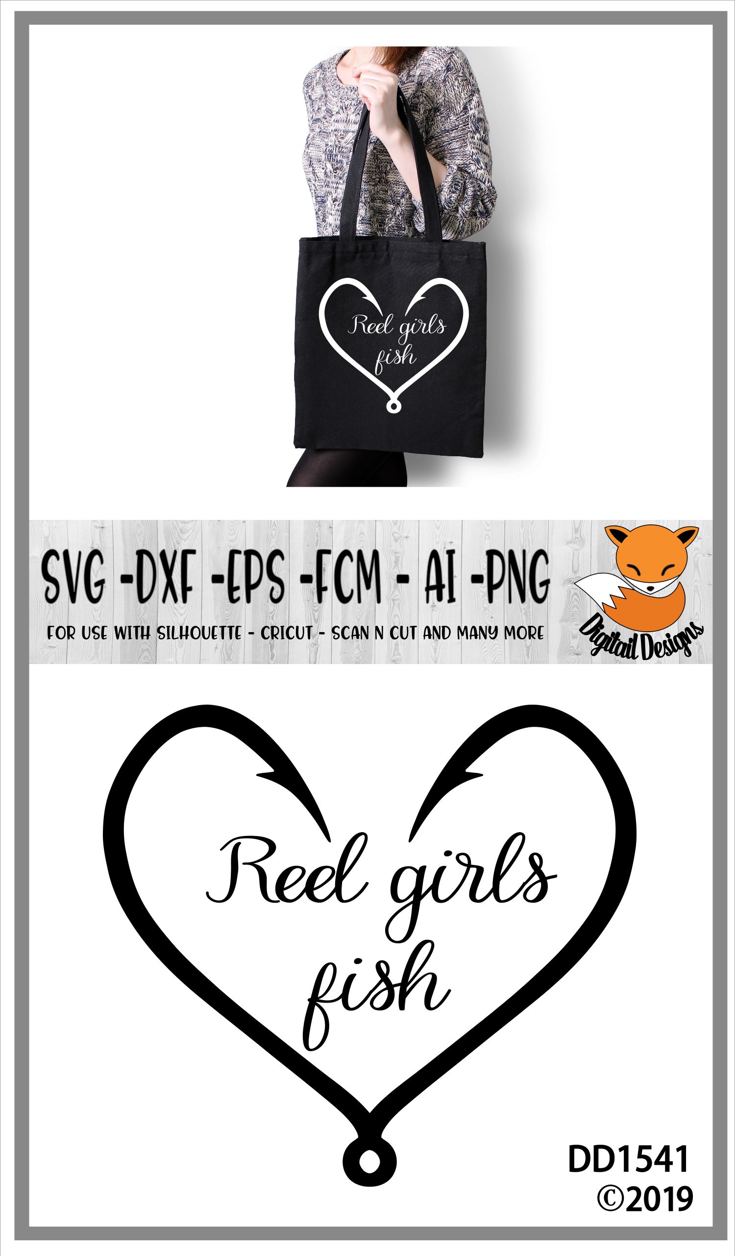 Download Reel Girls Fish Fishing Hook heart SVG (95547) | Cut Files | Design Bundles