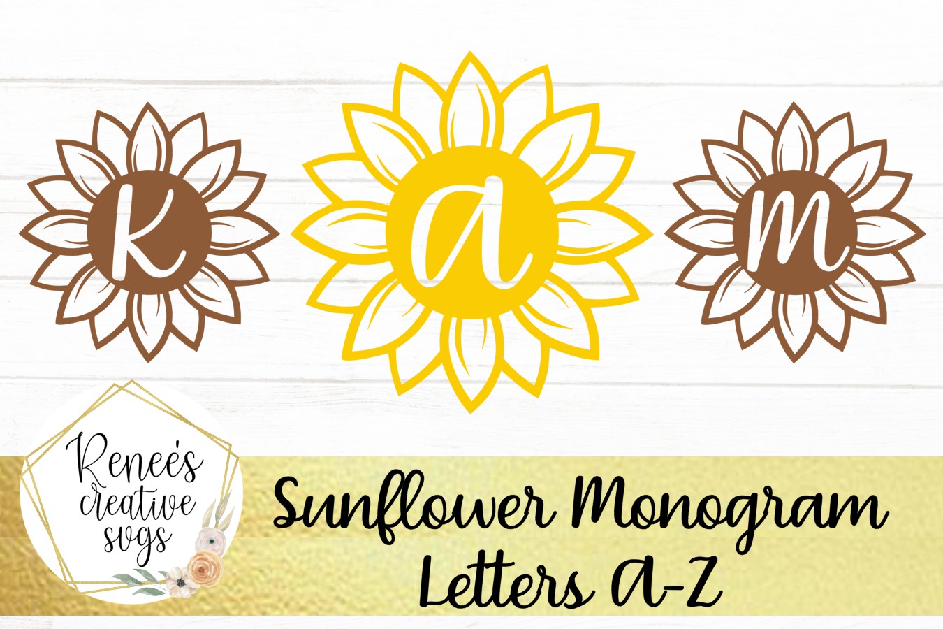 Download Sunflower Monogram Letters| Flower SVG| SVG Cutting File