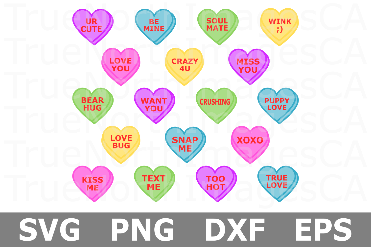 Download Conversation Hearts - A Valentine SVG Cut File