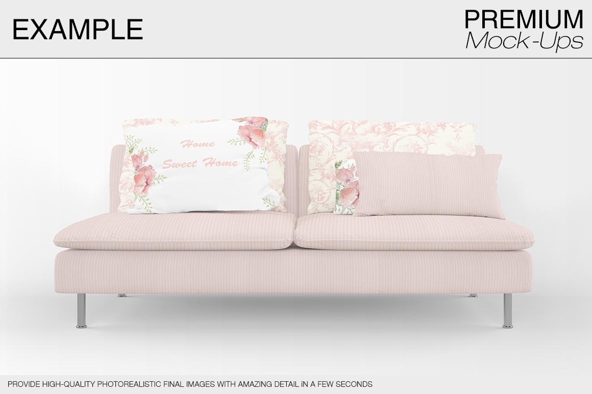 Download Sofa & Pillow Mockup (52760) | Mock Ups | Design Bundles