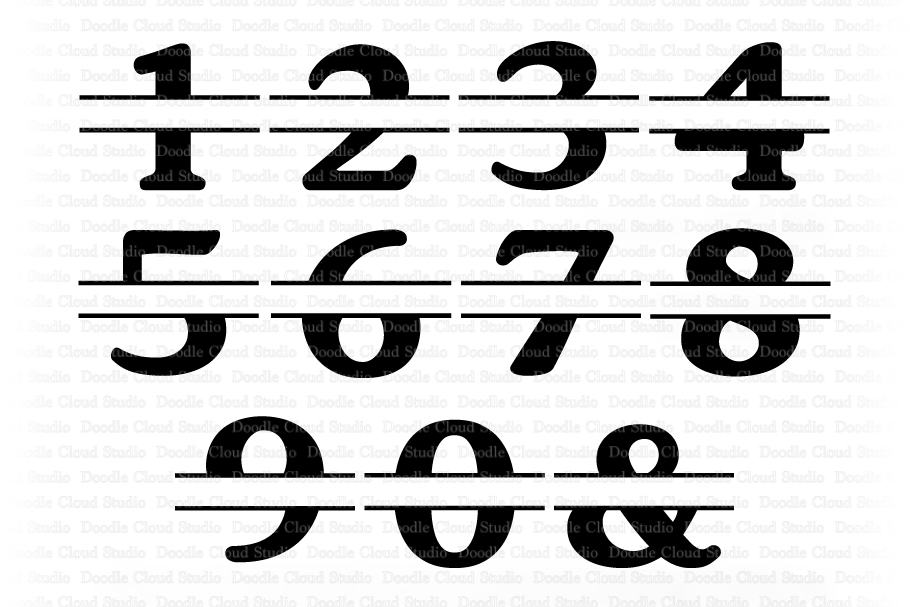 Download Split Monogram Numbers SVG, Split Numbers Clipart.