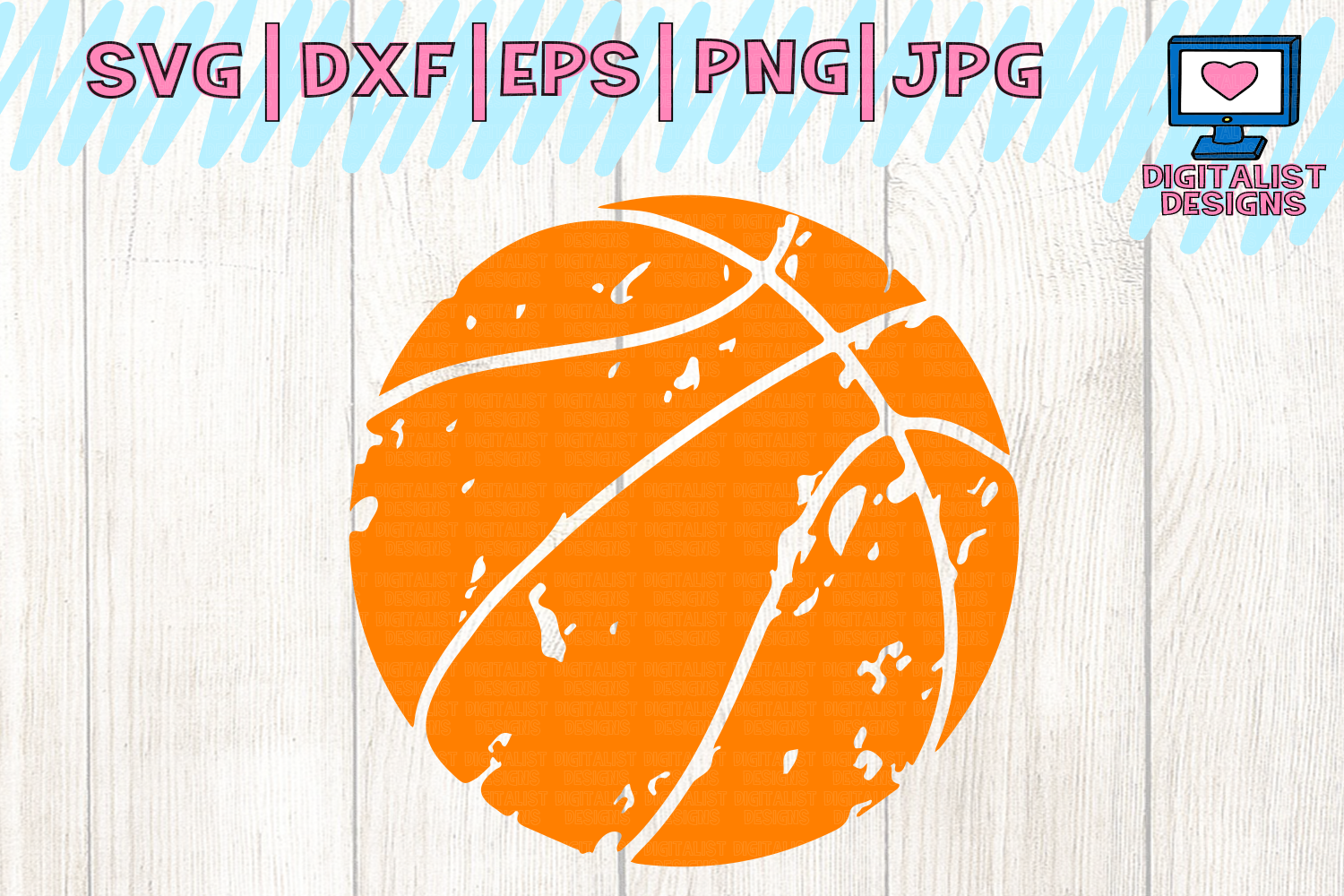 Distressed basketball svg, basketball clipart