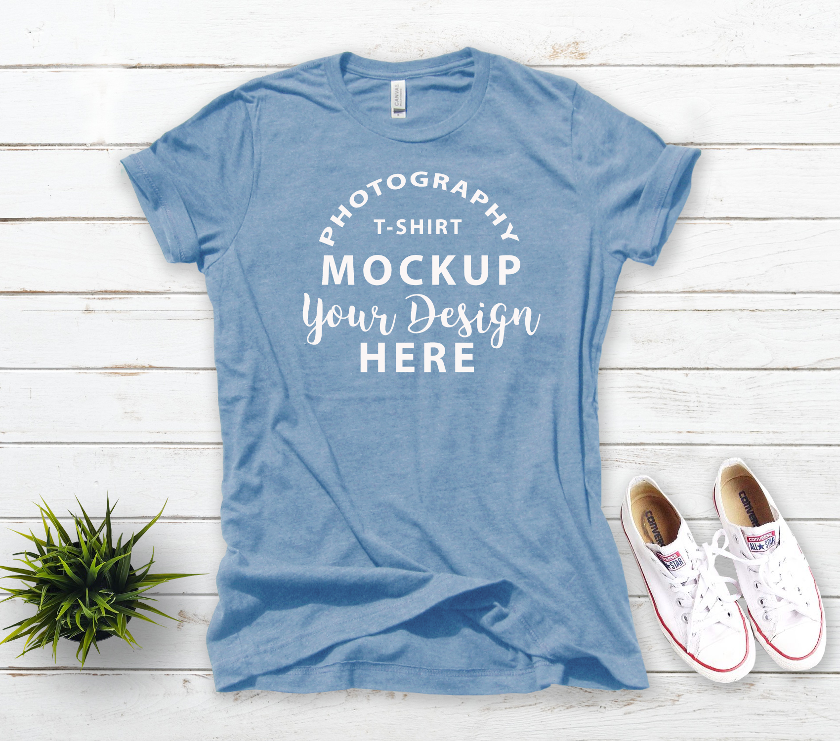 Download Bella Canvas 3001 T-shirt mock-up, color Heather Blue (247786) | Mock Ups | Design Bundles