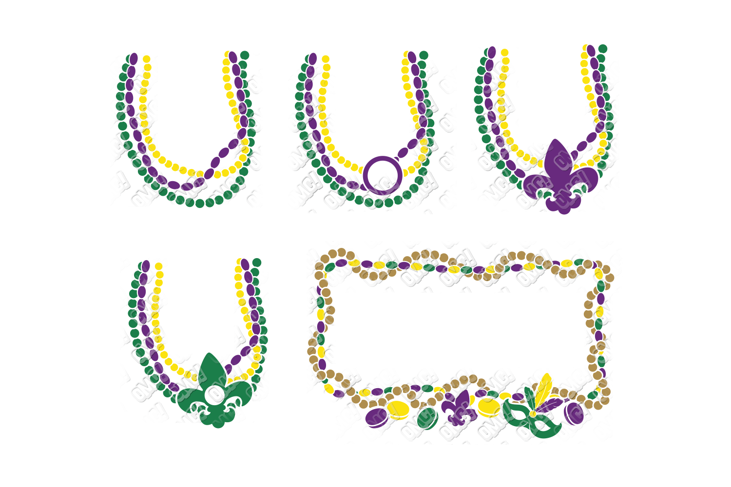 Download Mardi Gras Beads SVG Bundle in SVG, DXF, PNG, EPS, JPEG