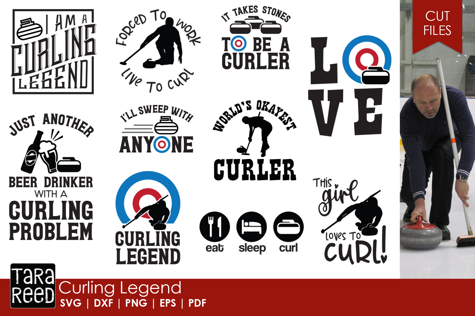 Curling Legend Curling Sport SVG Files for Crafters