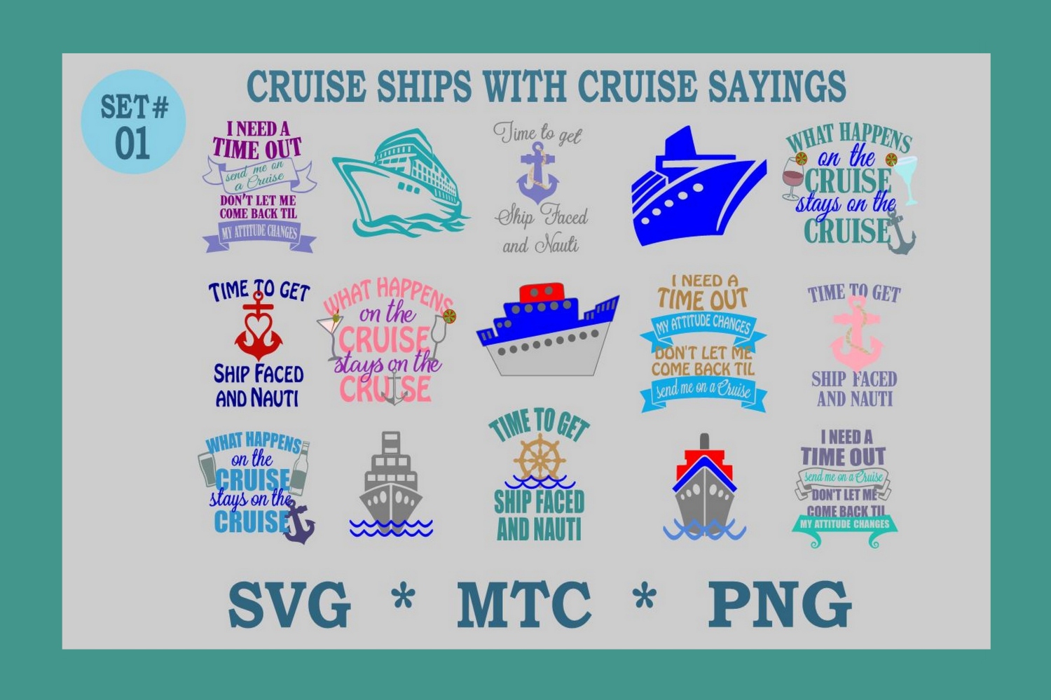 Cruise Ship Set 01 Cruise Sayings Bundle of 15 SVG Cut ...