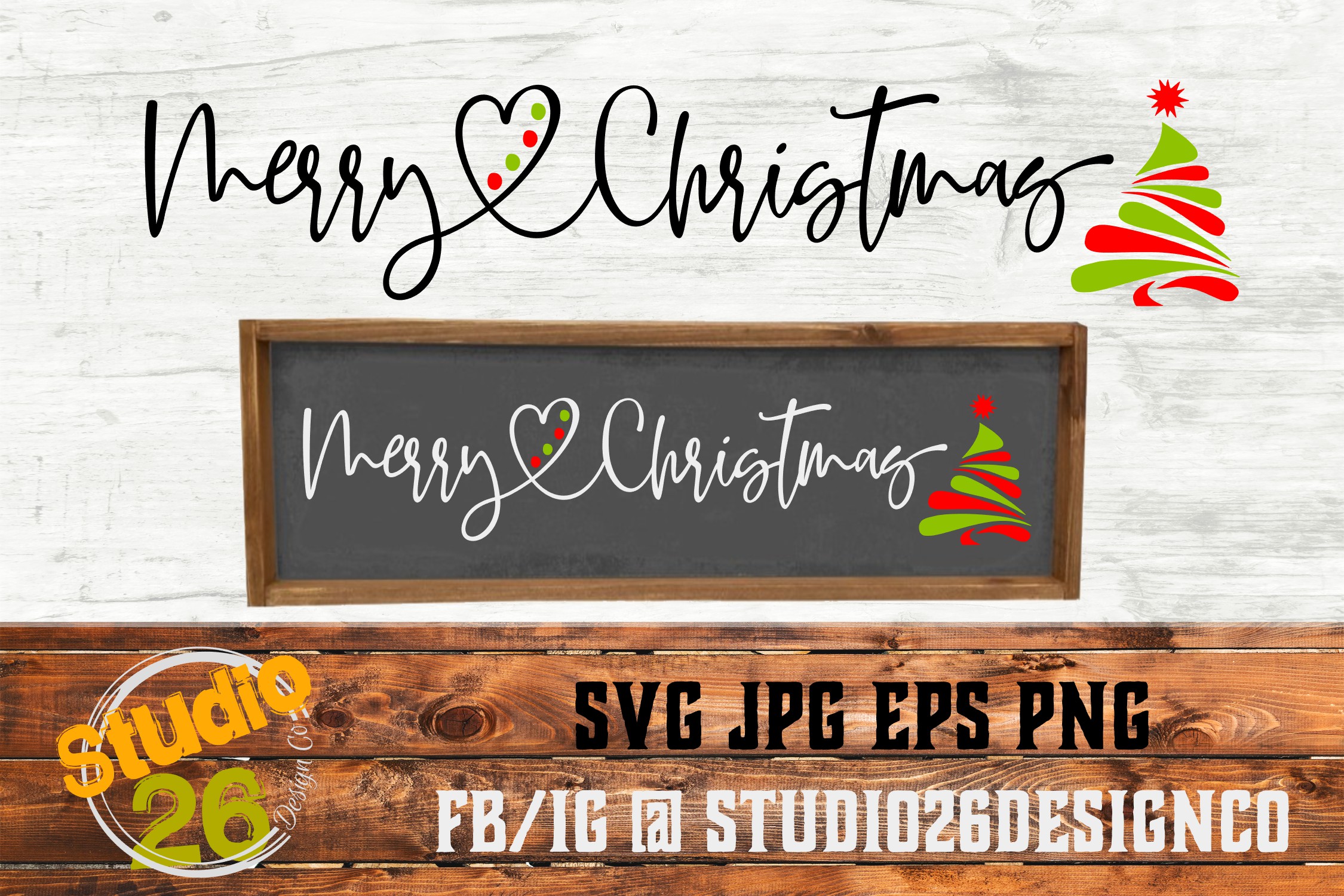 Merry Christmas with Tree - SVG