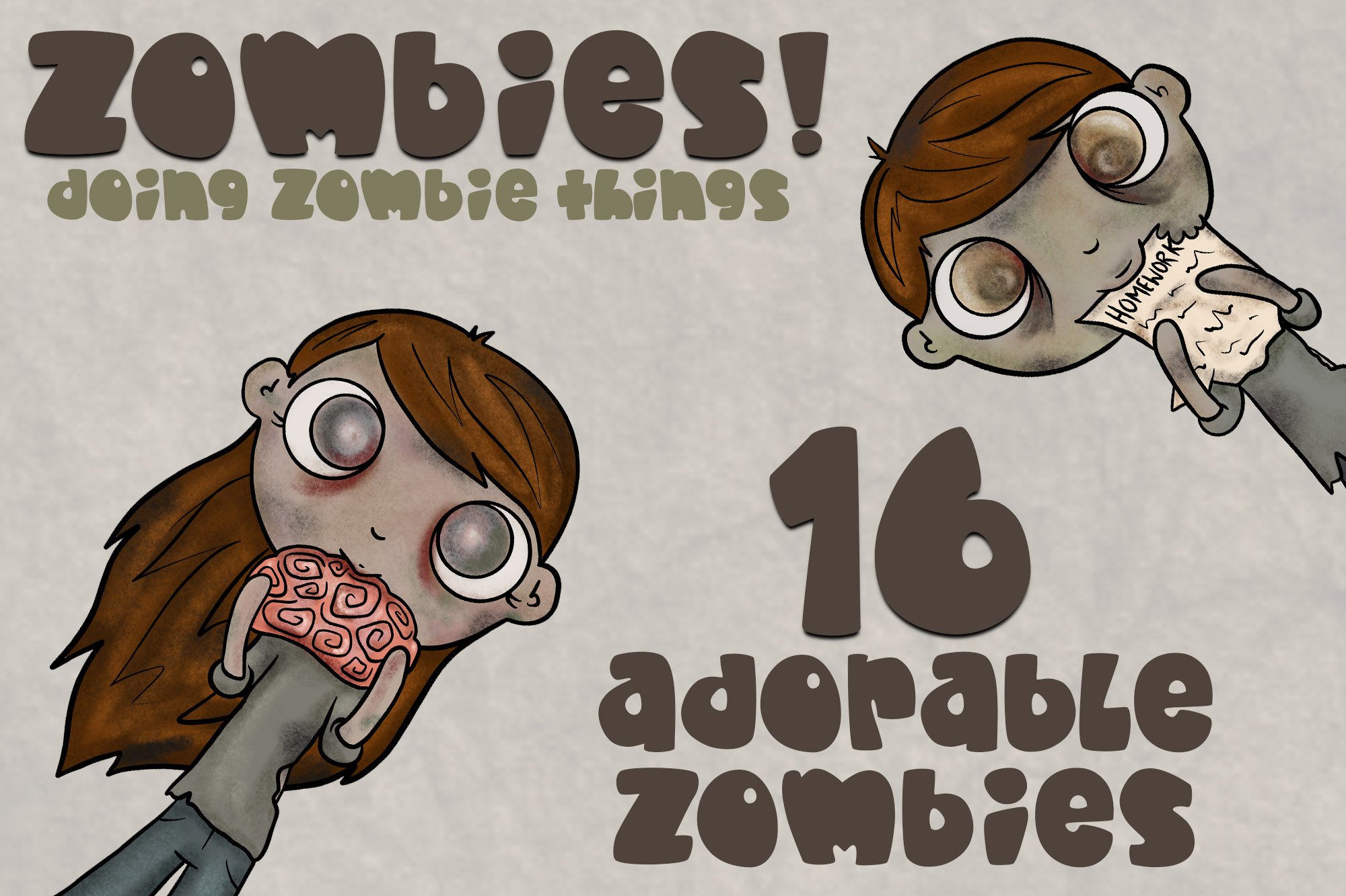 Zombie BundleKid FriendlyZombie Clipart16 Clipart PNGS