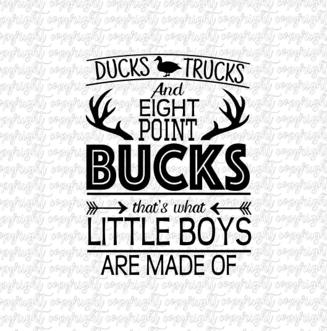 Little boys ducks, trucks, bucks SVG DXF PNG file (71223 ...