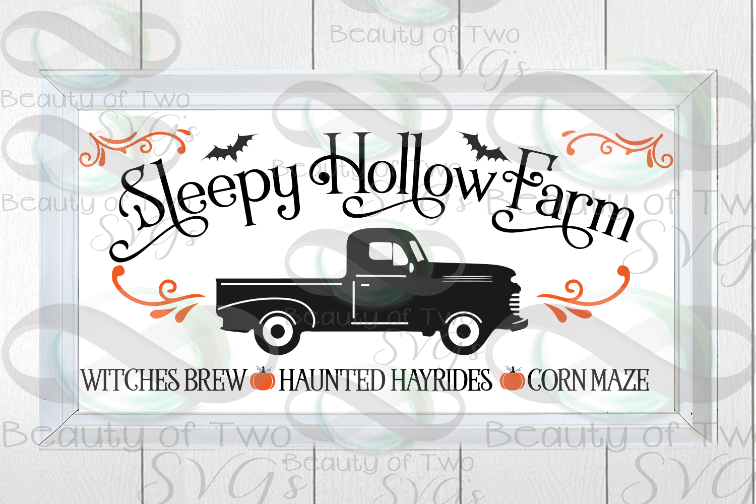 Download Halloween Vintage Truck svg sign design, Sleepy Hollow Farm