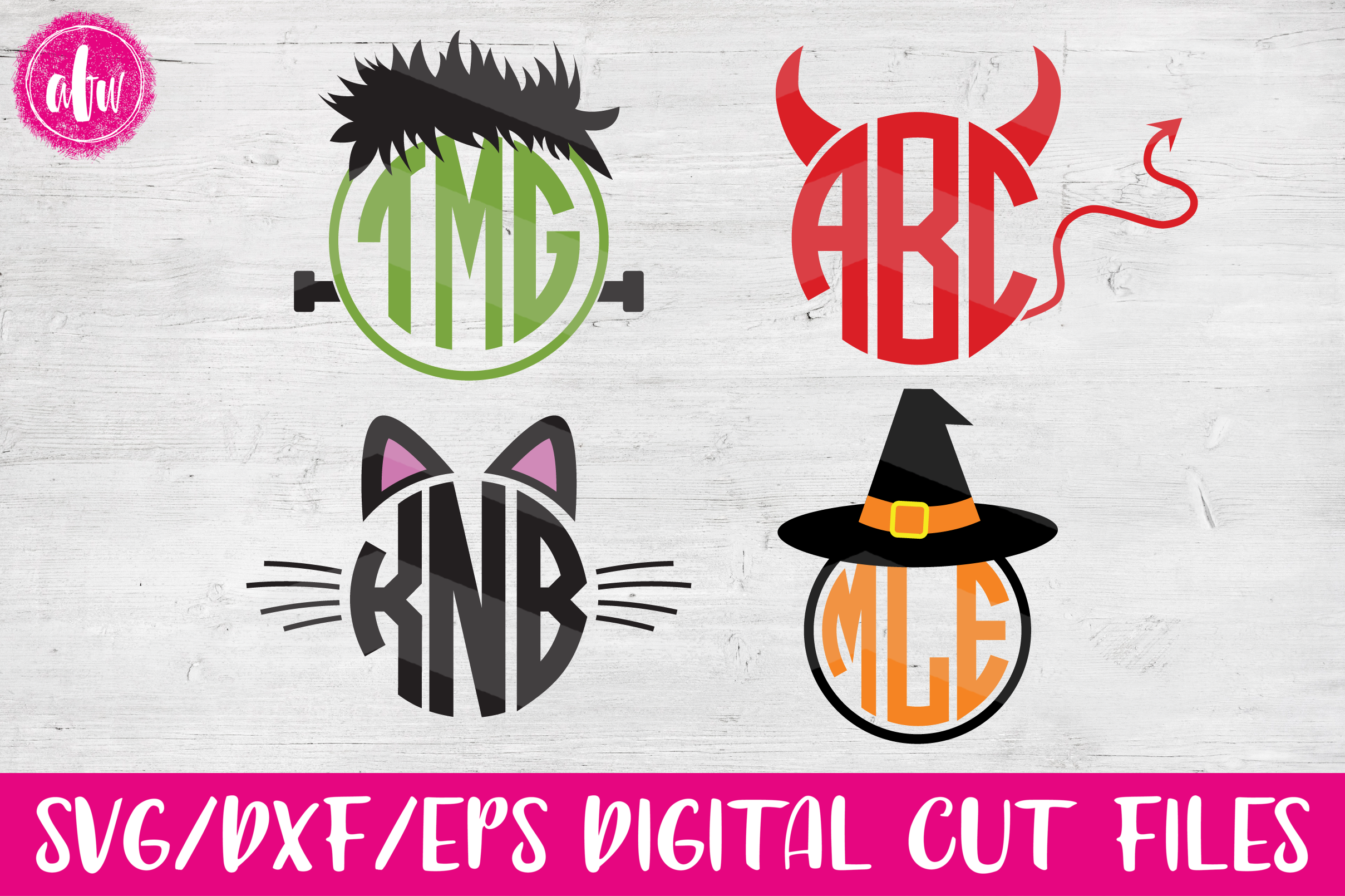 Download Halloween Monogram Set - SVG, DXF, EPS Cut Files