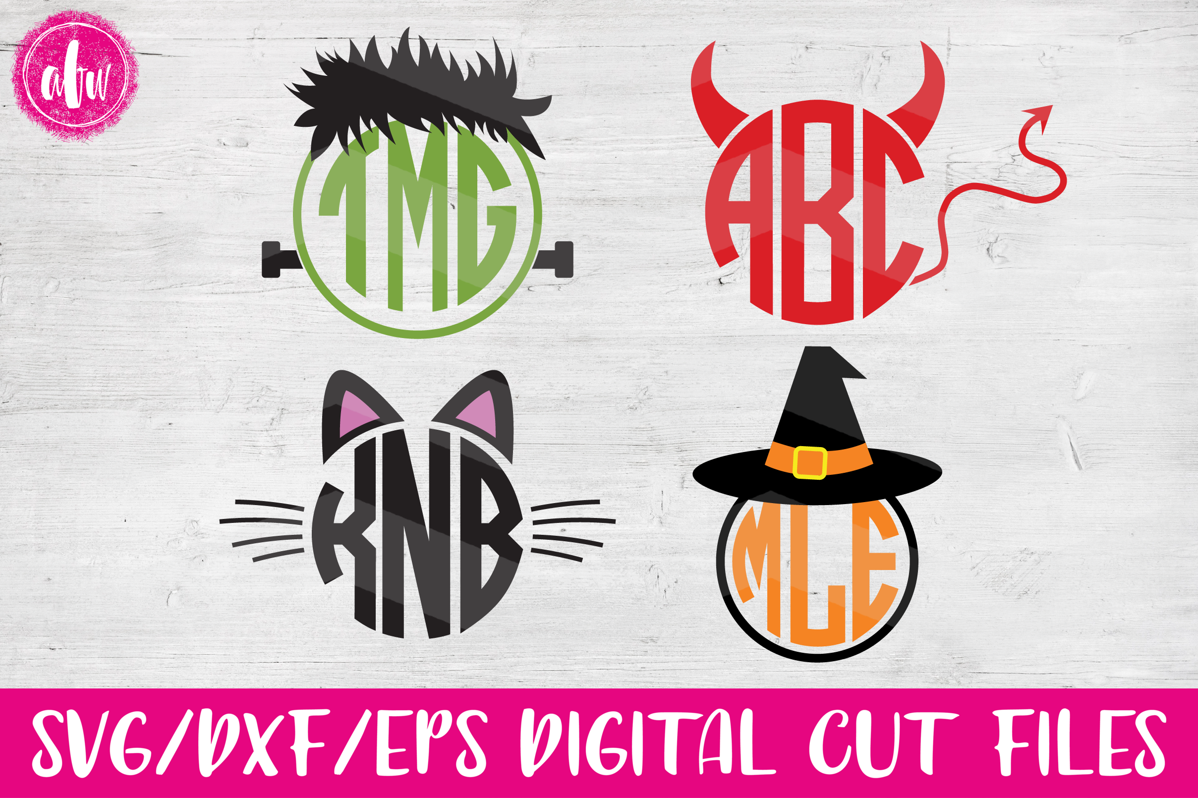 Halloween Monogram Set - SVG, DXF, EPS Cut Files