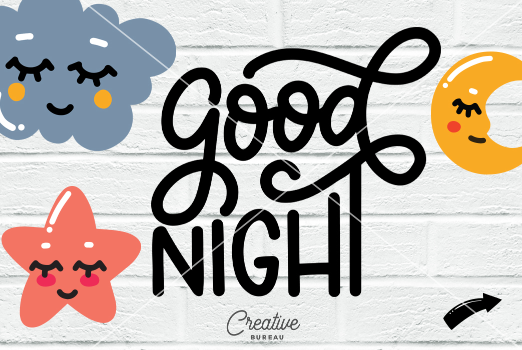 Download Good Night SVG DXF Cut File, Night Night SVG, Nursery SVG ...