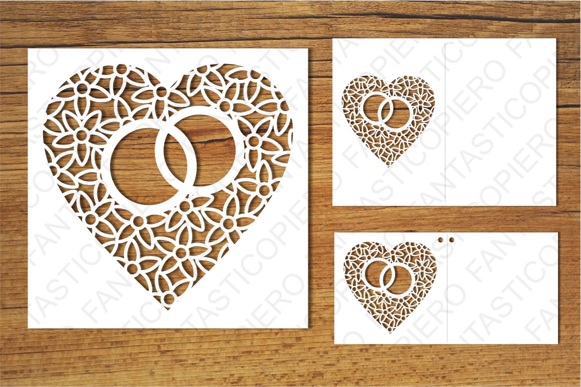 Download Heart with wedding rings SVG files for Silhouette and Cricut