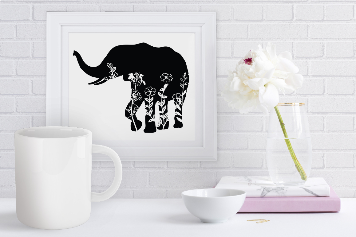 Download Floral Elephant SVG Cut Files. Floral Elephant Clipart.