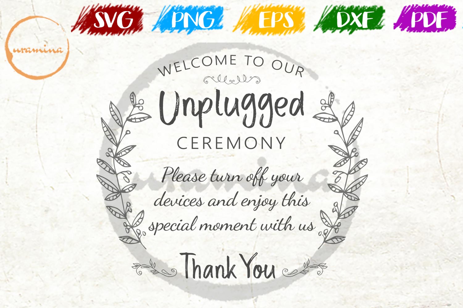 unplugged wedding sign svg