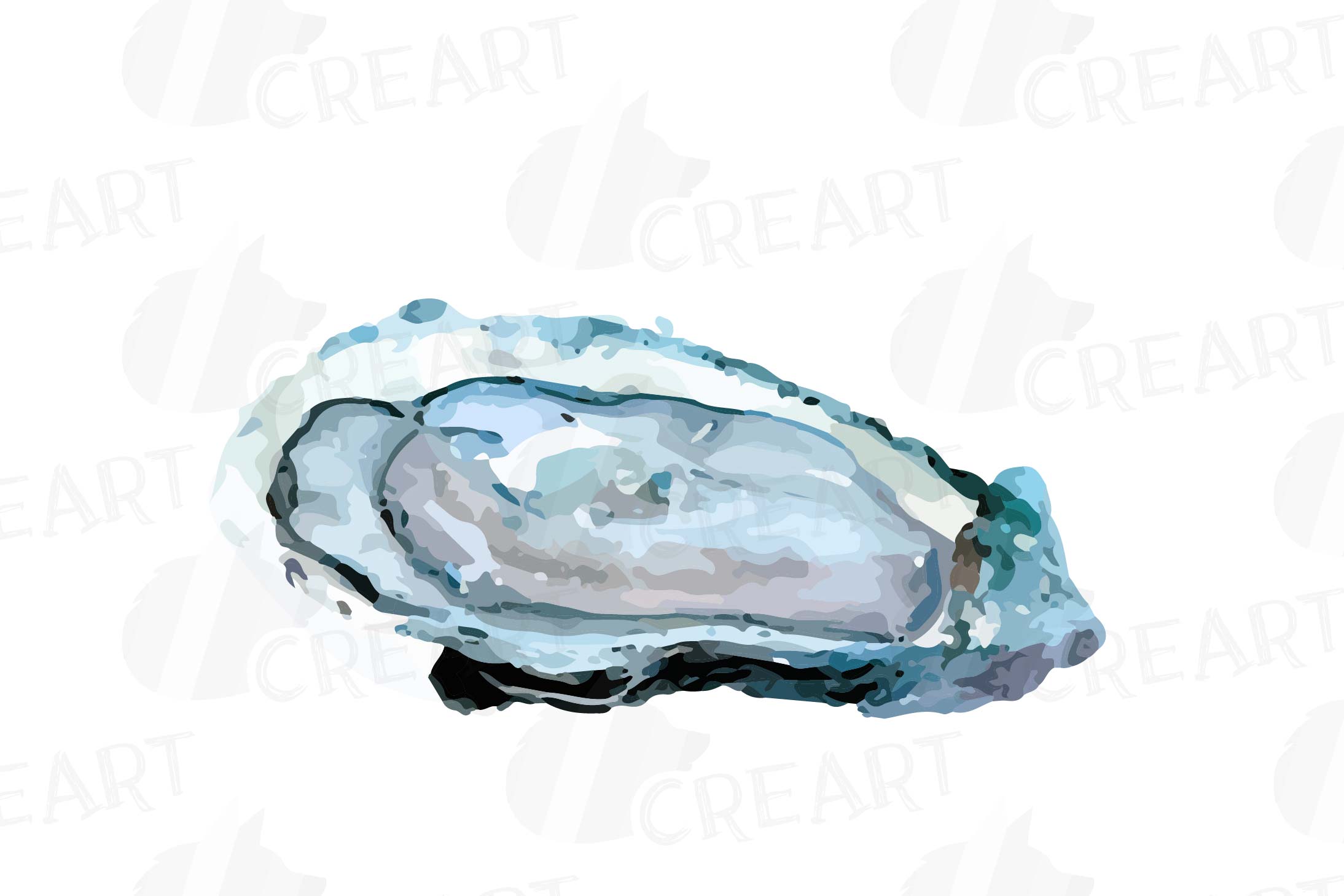 Oyster watercolor clip art pack, seafood illustration collec