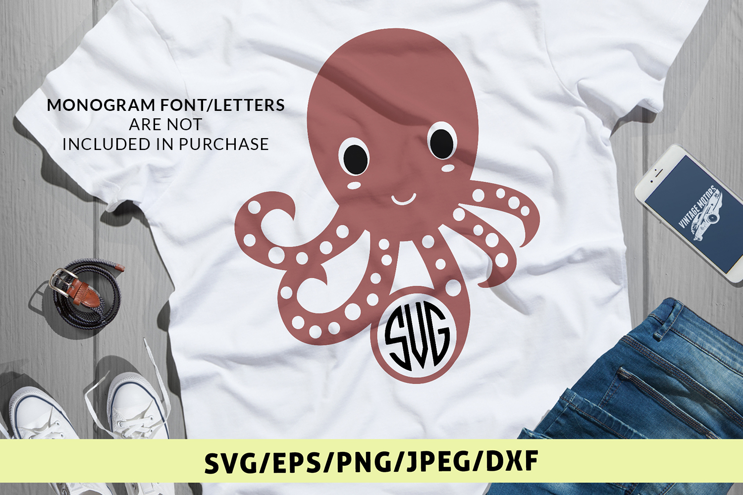 Download Cute Octopus - Animal SVG EPS DXF PNG Monogram Cutting ...