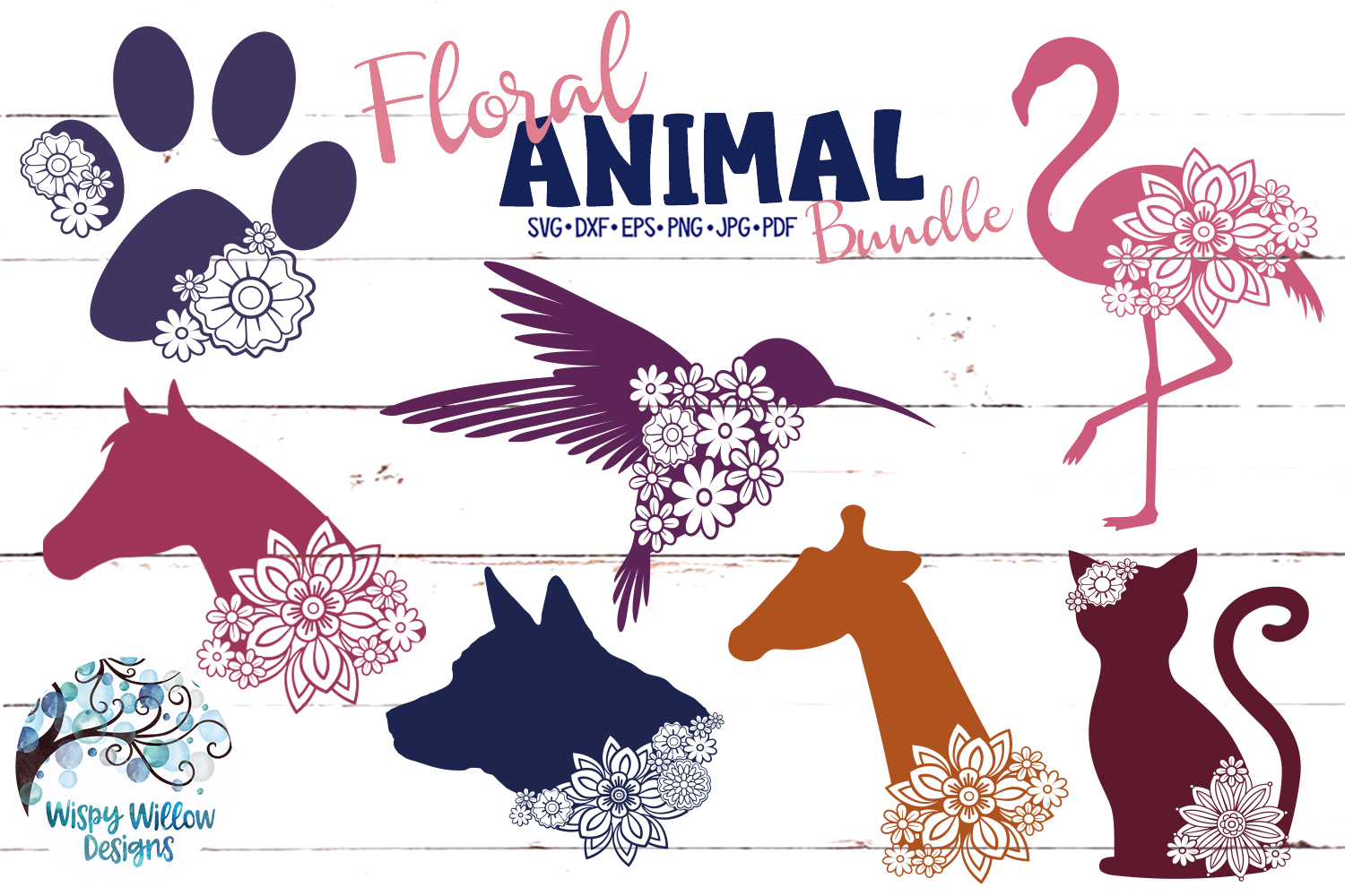 Floral Animal Bundle | Floral Animal SVG Cut Files (287452) | SVGs