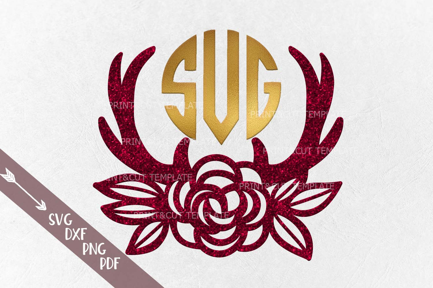 Download Floral Deer antlers laser cut papercutting template dxf svg