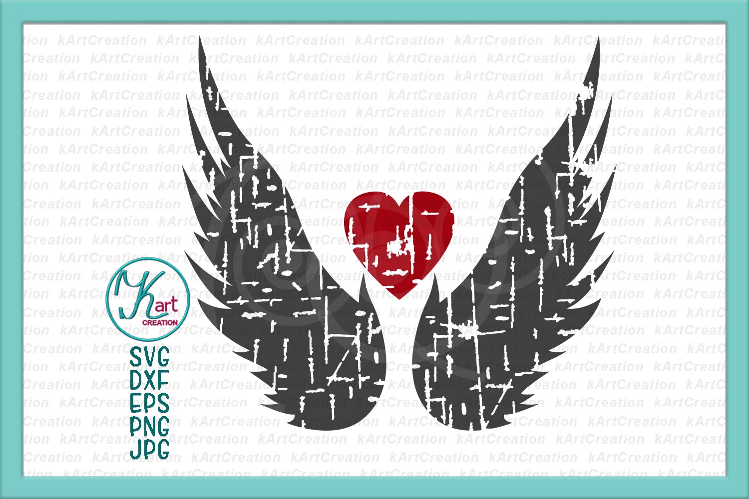 Download Angel wings heart grunge patterned texture svg dxf png ...