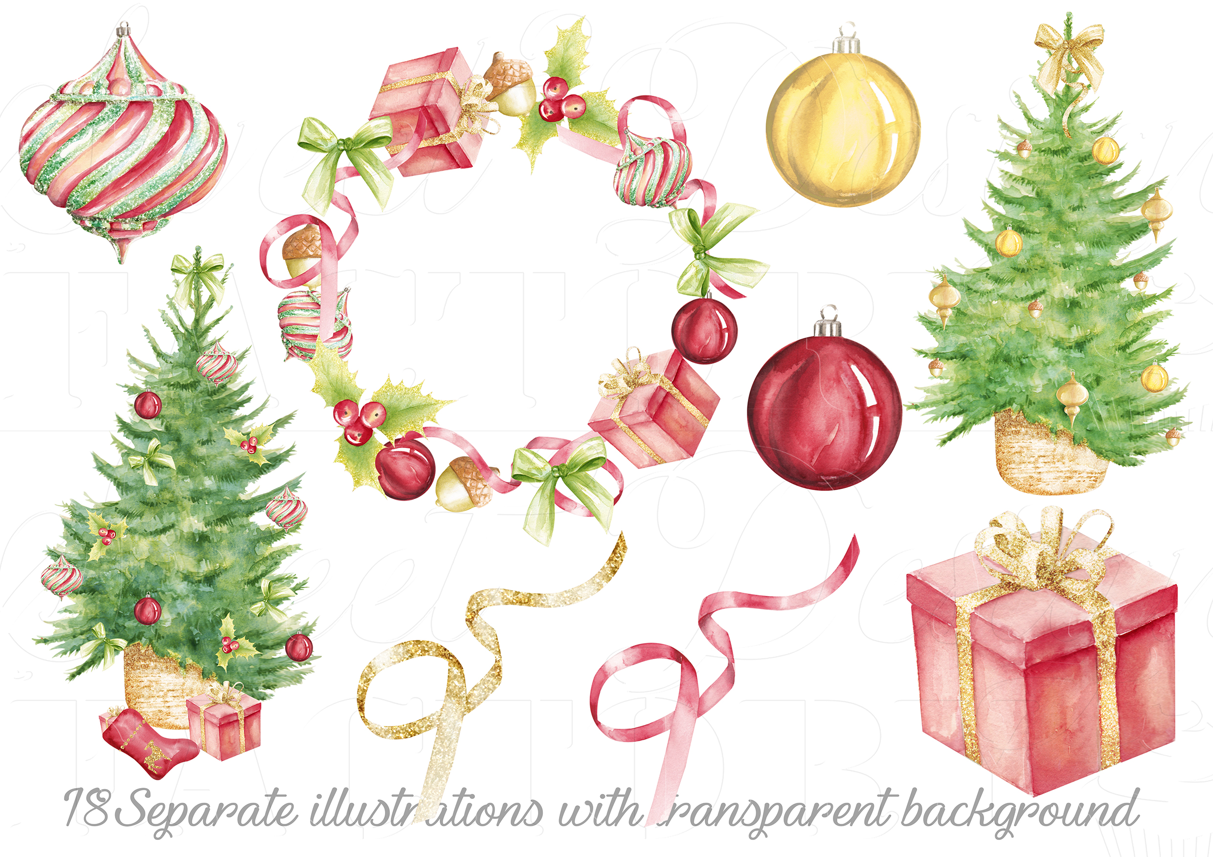 Traditional christmas clipart (148035) | Illustrations | Design Bundles