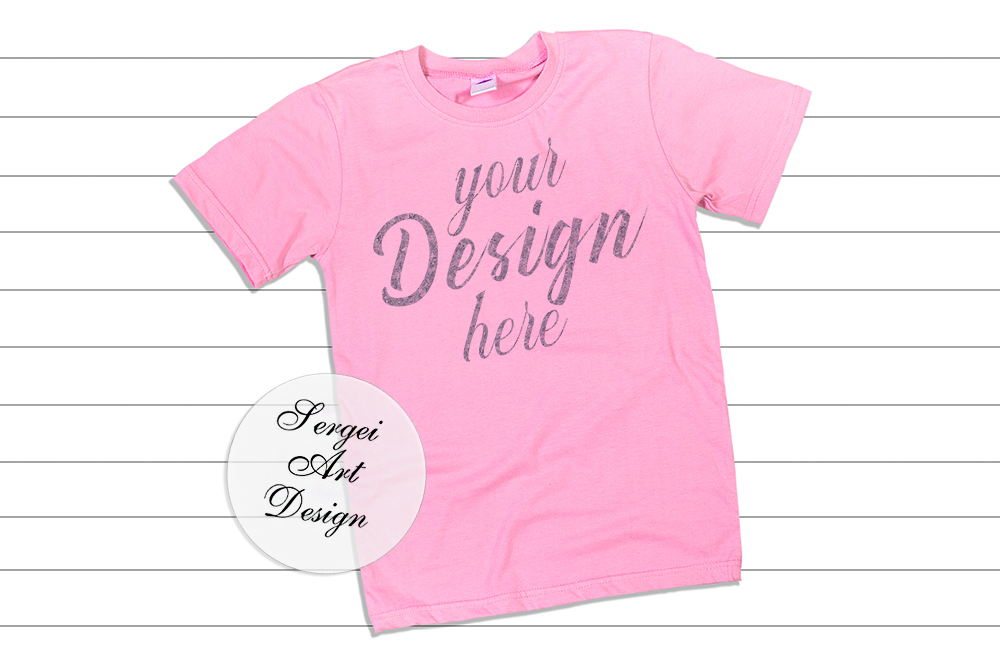 Download Pink T-Shirt Flat Lay Mockup, Short Sleeve T-Shirt