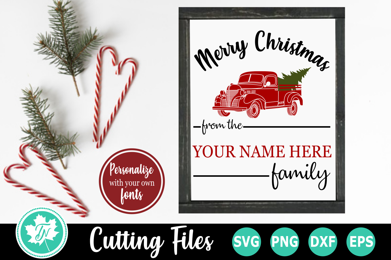 Christmas Family Name Sign - A Christmas SVG Cut File